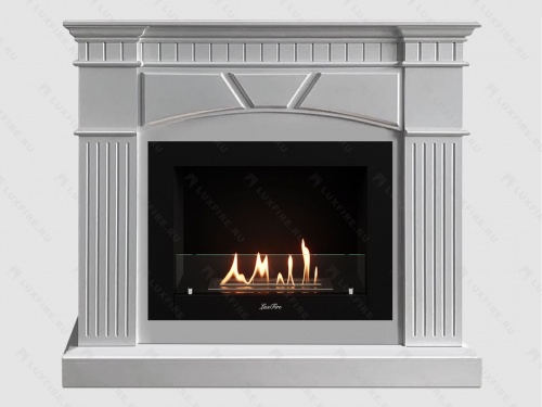 Каминный портал МДФ "Шервуд 1200" с биокамином Lux Fire "Фаер Бокс 2-30" (белый)