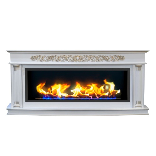 Биокамин в линейном портале "Русский огонь" Милан Люкс с защитным и декоративным стеклом