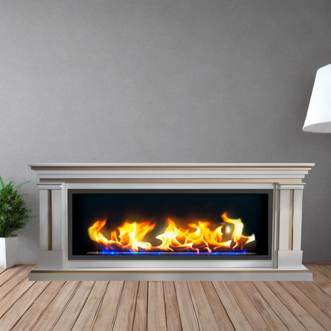 Биокамин в линейном портале "Русский огонь" Вермонт с защитным и декоративным стеклом по цене 111 450 руб.