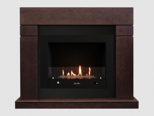 Каминный портал МДФ "Тоби 1300" с биокамином Lux Fire "Фаер Бокс 4-33" (темный орех)