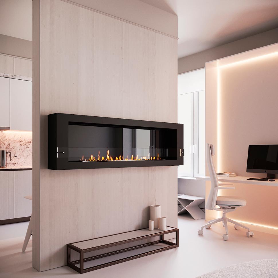 Биокамин SteelHeat WALL GRAND 1800 черный, стекло, стемалит по цене 98 070 руб.