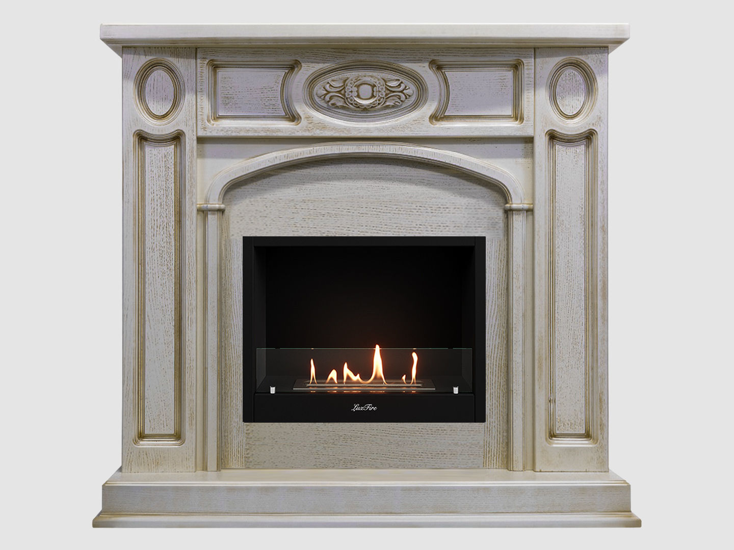 Каминный портал МДФ "Флоренция 1200" с биокамином Lux Fire "Фаер Бокс 1 - 25.5" (бежевый) по цене 75 200 руб.