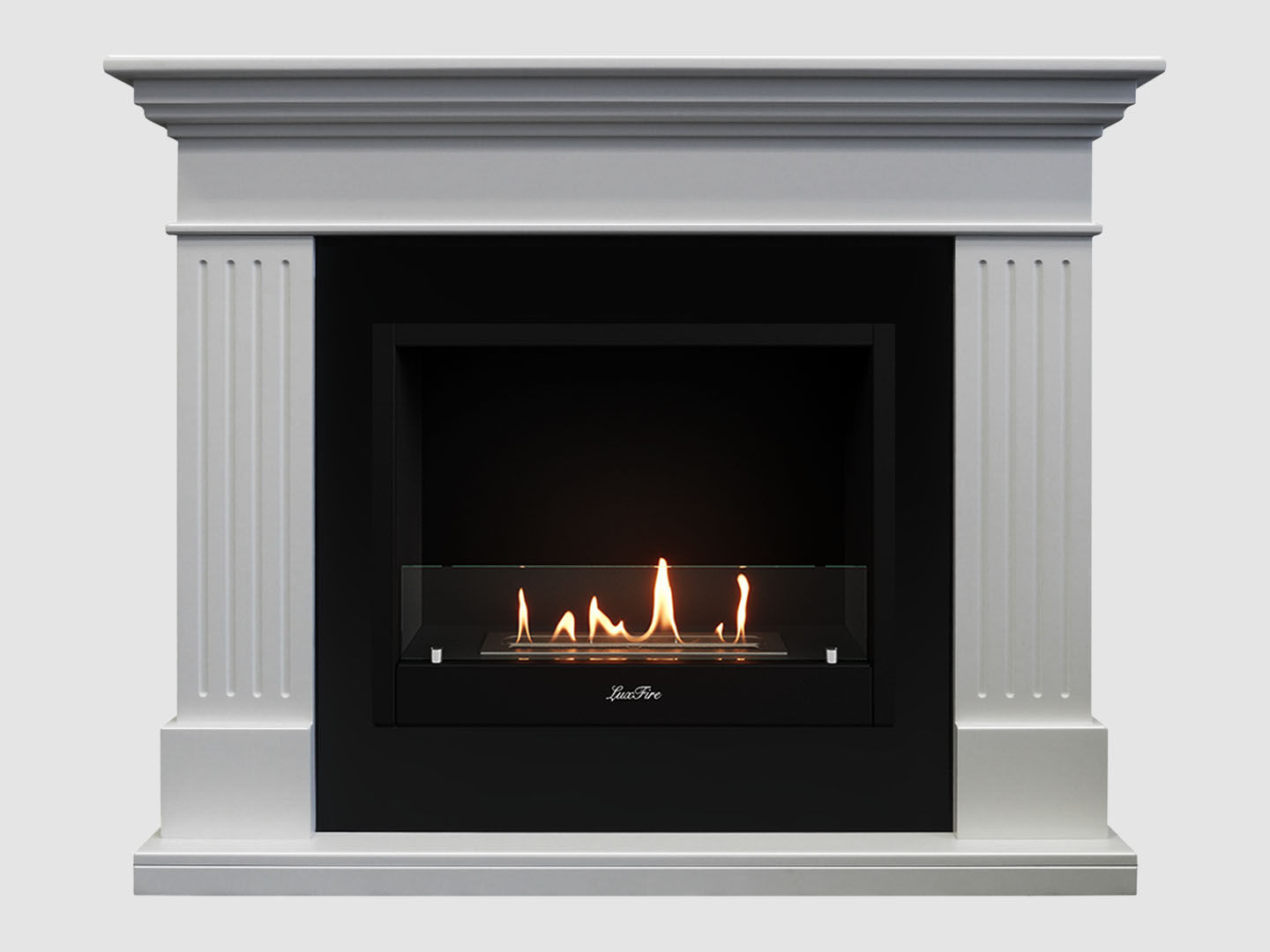 Каминный портал МДФ "Турин 1350" с биокамином Lux Fire "Фаер Бокс 1-33" (белый) по цене 77 400 руб.