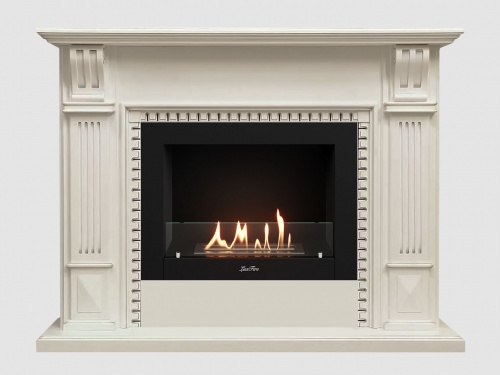 Каминный портал МДФ "Белфаст 1350" с биокамином Lux Fire "Фаер Бокс 2-25.5" (белый)