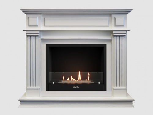 Каминный портал МДФ "Амелия 1050" с биокамином Lux Fire "Фаер Бокс 1 - 25.5" (белый)