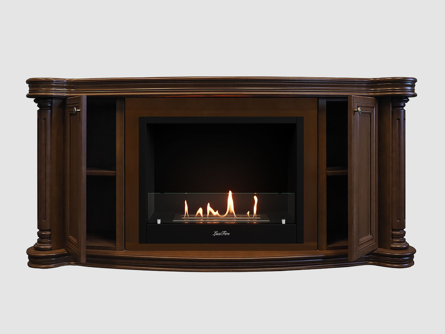 Каминный портал МДФ "Бетховен 1720" с биокамином Lux Fire "Фаер Бокс 1 - 33" (темный орех) по цене 117 700 руб.