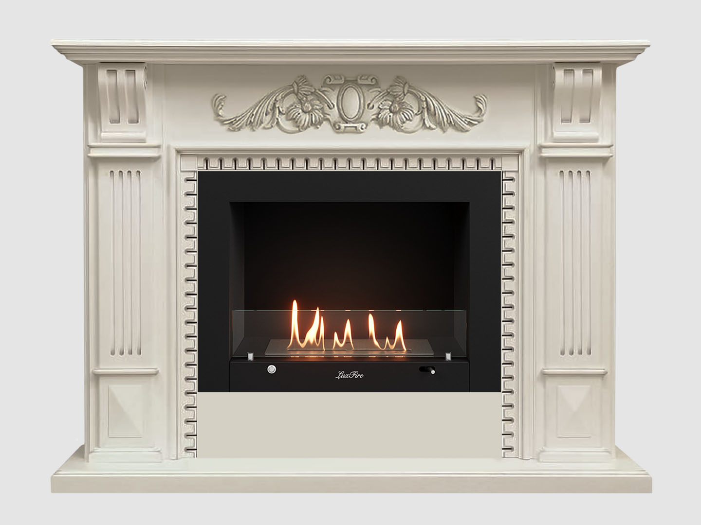 Каминный портал МДФ "Белфаст Люкс 1350" с биокамином Lux Fire "Фаер Бокс 3-25.5" (белый) по цене 115 500 руб.