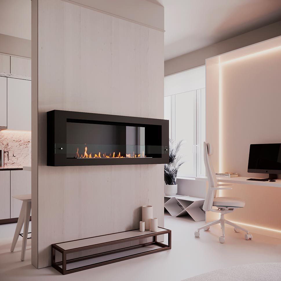 Биокамин SteelHeat WALL LONG 1500 черный по цене 65 070 руб.