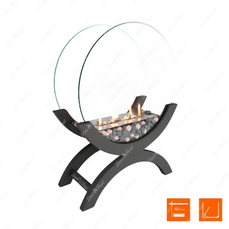 Биокамин напольный SteelHeat WOOD 500 серый по цене 42 900 руб.