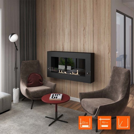 Биокамин SteelHeat WALL GRAND 1200 LITE черный, стекло по цене 41 160 руб.